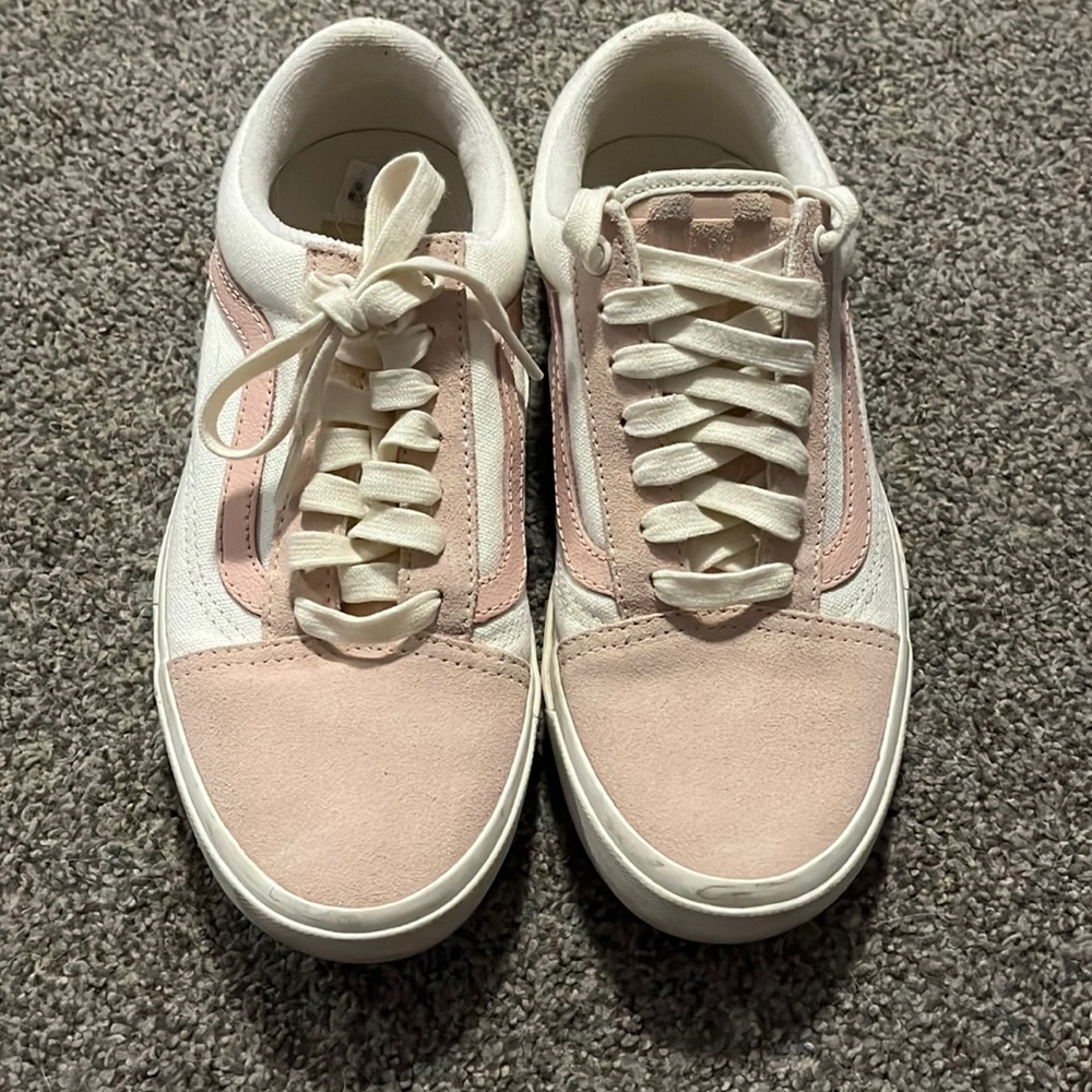 Pink and white Vans